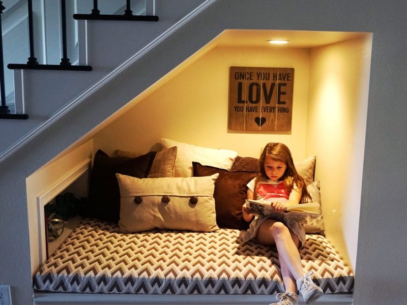 Under the stairs reading nook.