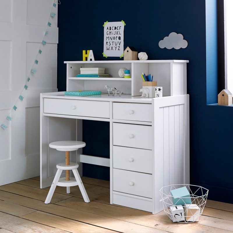 childrens white desk with drawers