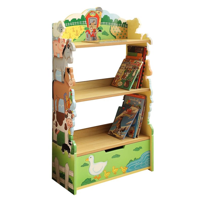 Farm animals theme painted bookcase