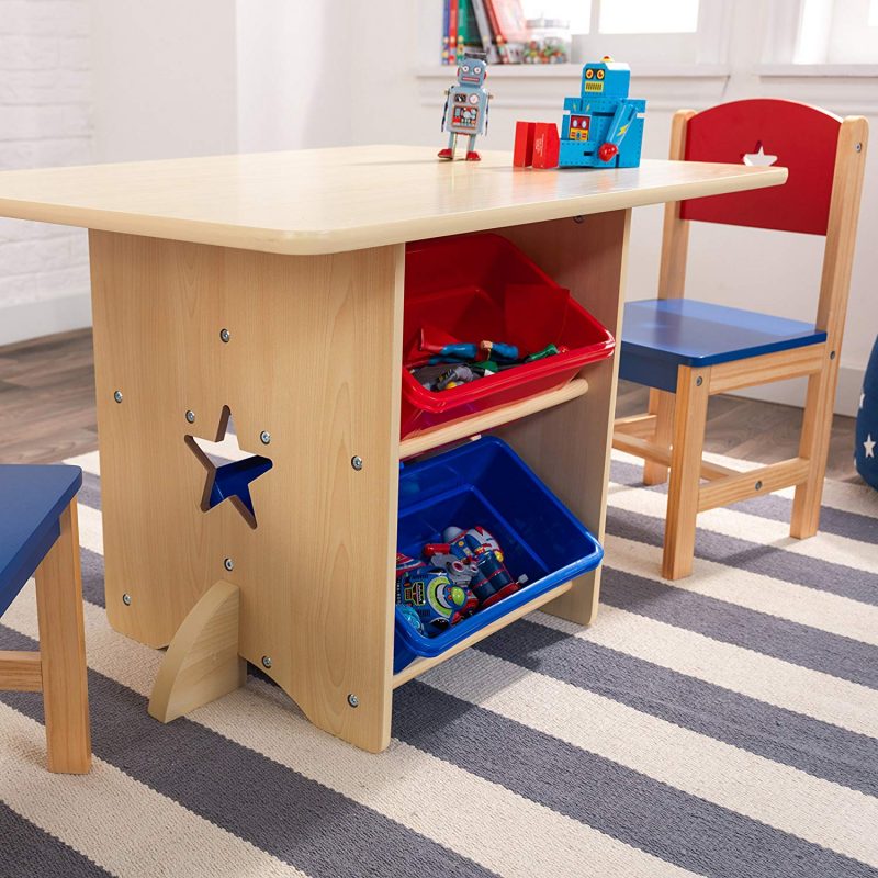 kids table and storage