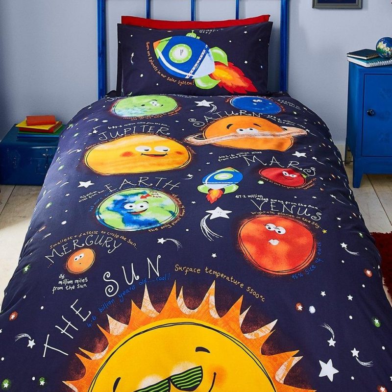 Bold planets themed bedding