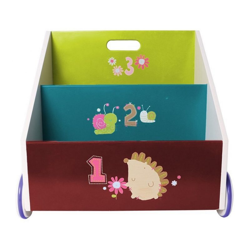 Purple, blue and green hedgehog theme kid's bookcase