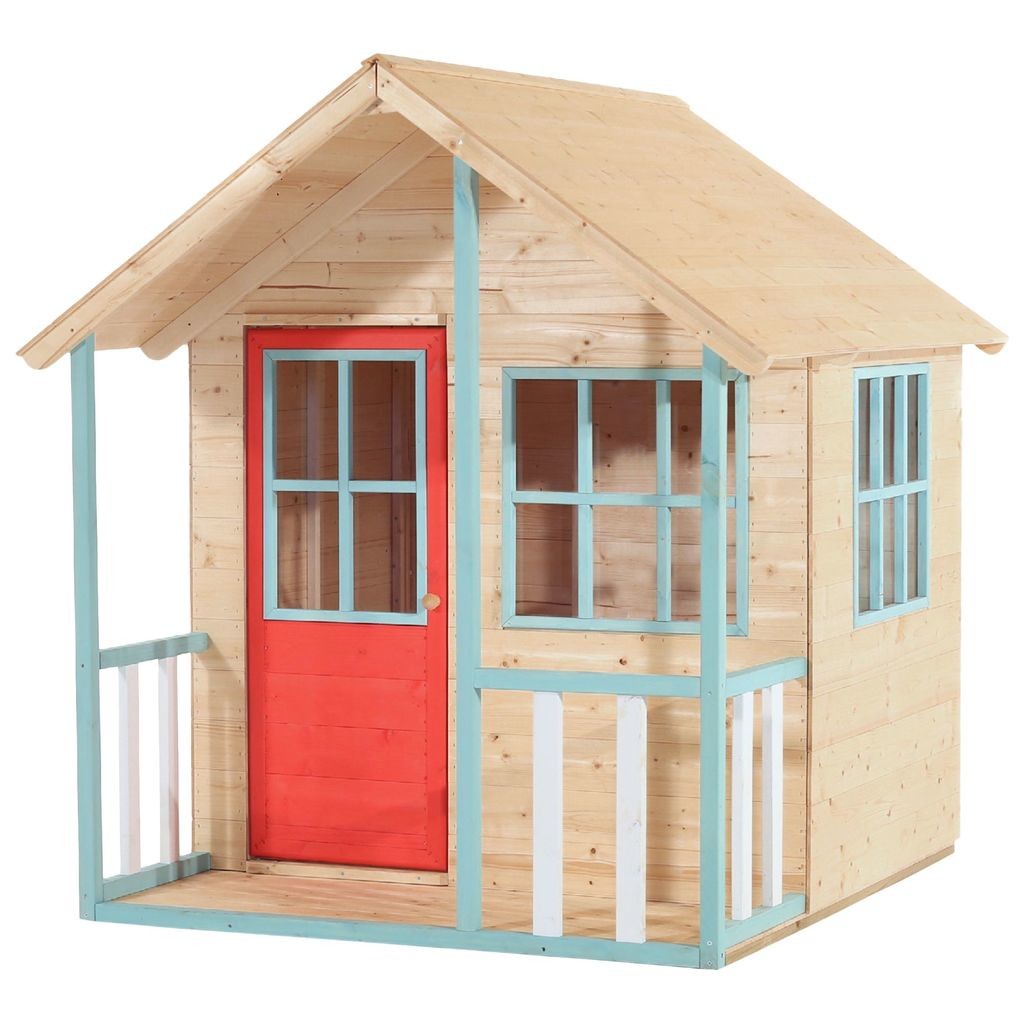 wooden playhouse with veranda