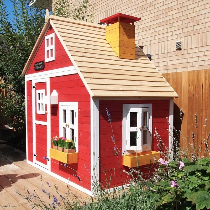 Brightly painted children's playhouse