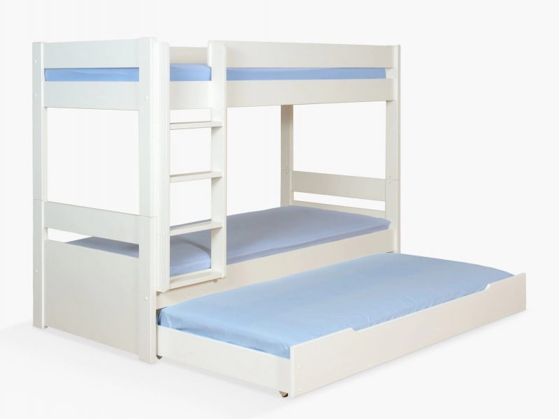 White-painted bunk bed with pullout guest bed