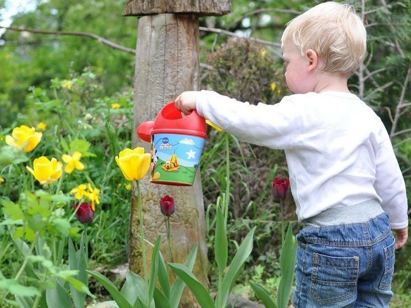 Child watering the plants