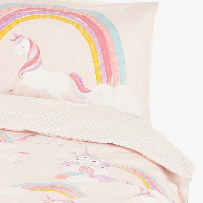 Pale pink unicorn bedding