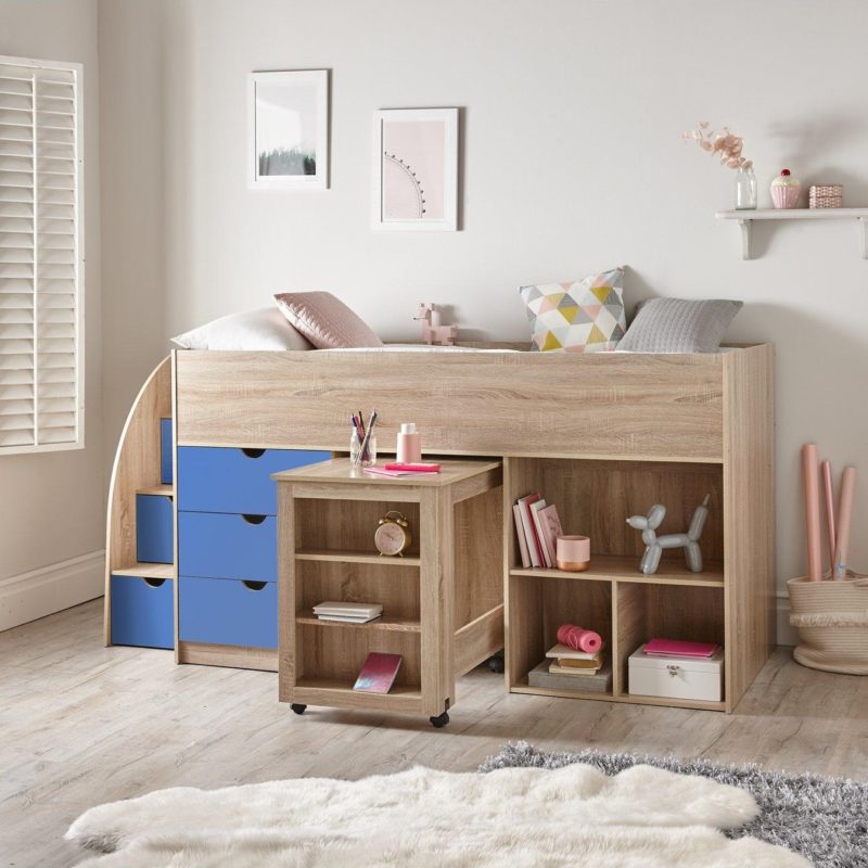 mid sleeper bed with storage steps