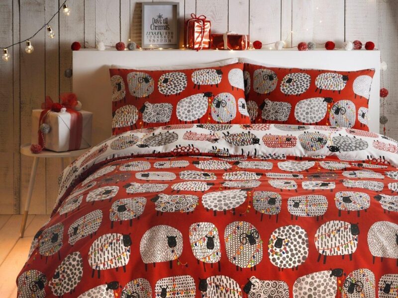 Christmas sheep themed bedding