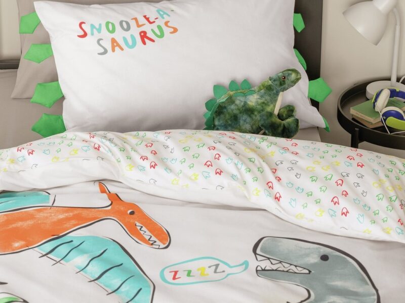 Sleeping dinosaur themed bedding set