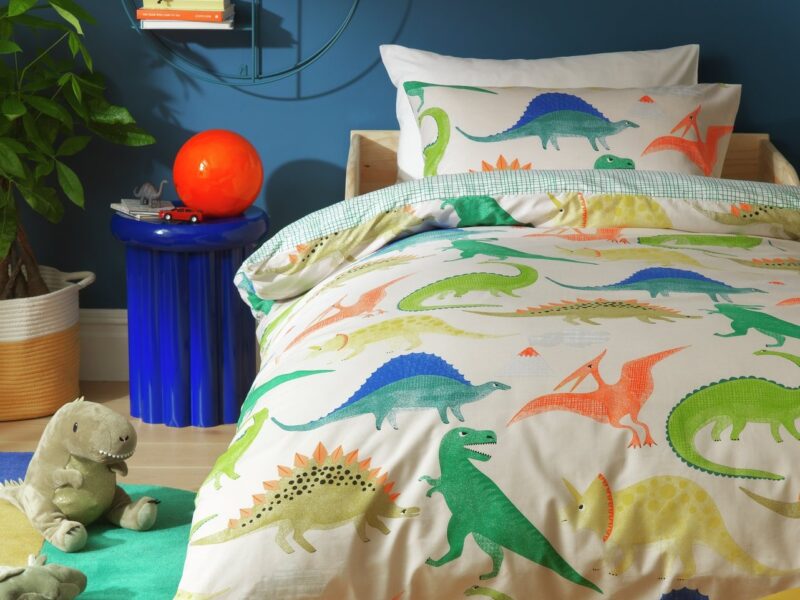 Colourful dinosaurs print bedding