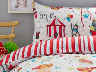 Bold circus themed bedding set