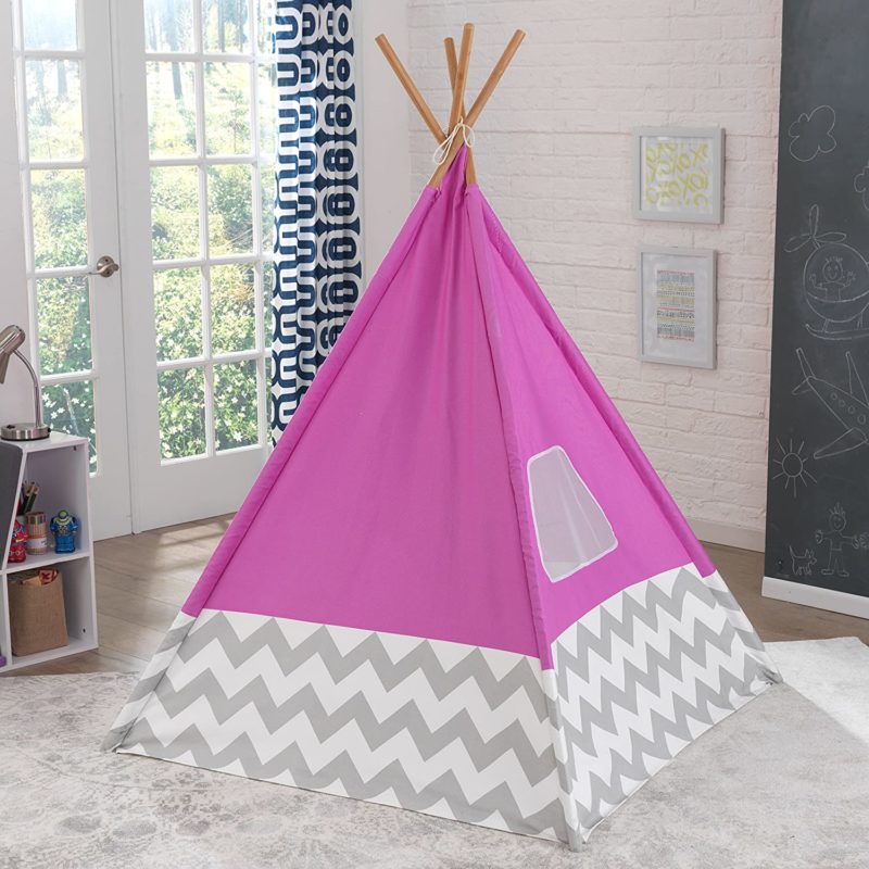 Pink teepee with grey chevron base