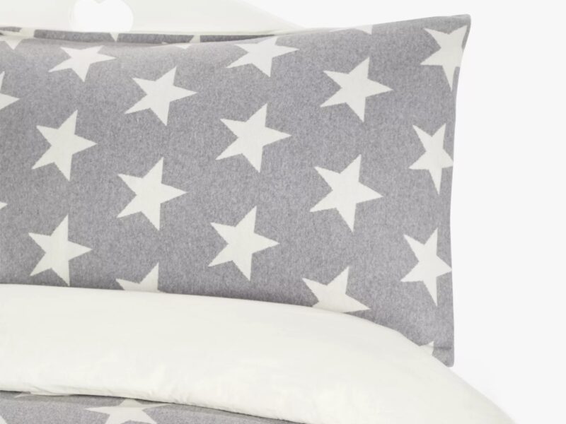 Grey jersey bedding with white star motifs