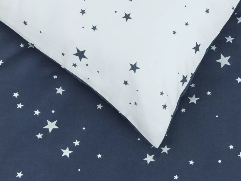 Navy bedding with white stars print