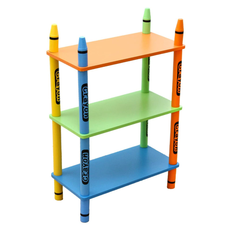 3-tier crayon themed shelving unit