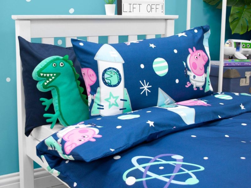 Blue Peppa Pig Space Themed Bedding Set