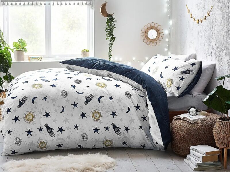 Stars theme bedding set white/navy