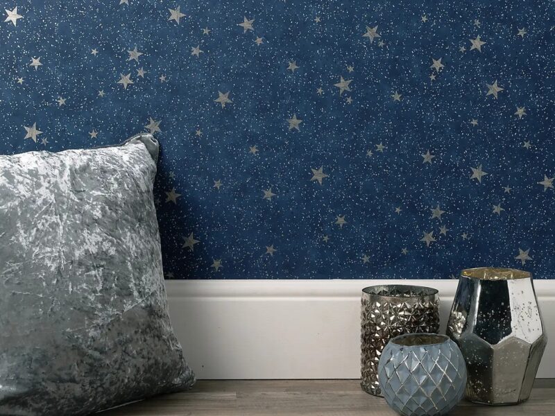 Dark navy blue wallpaper with silver stars