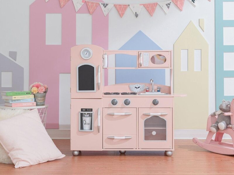 Pink play kitchen