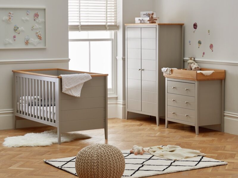 Grey-painted nursery furniture set