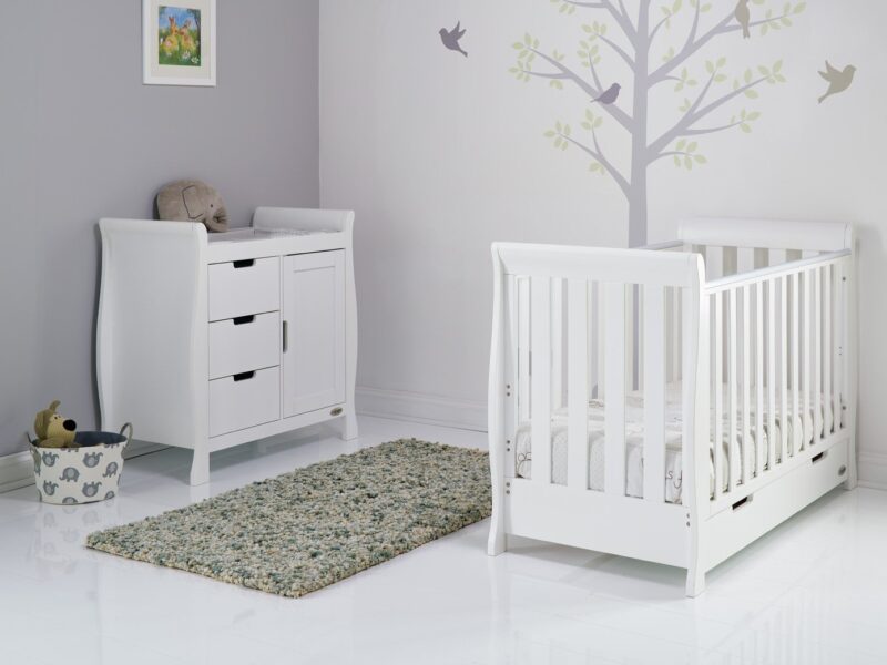 White-painted nursery furniture set