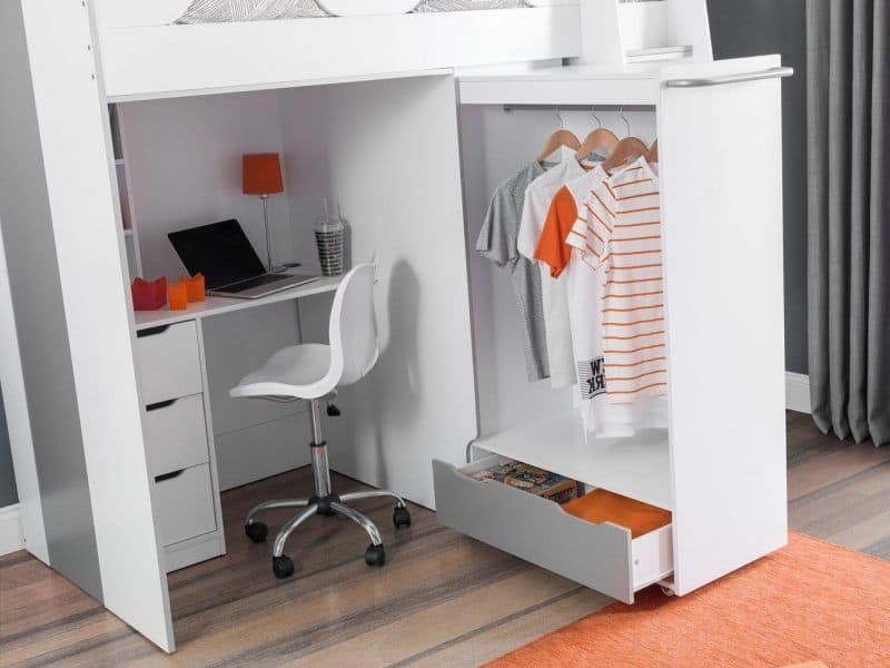 Julian Bowen Max High Sleeper With Desk And Pullout Wardrobe