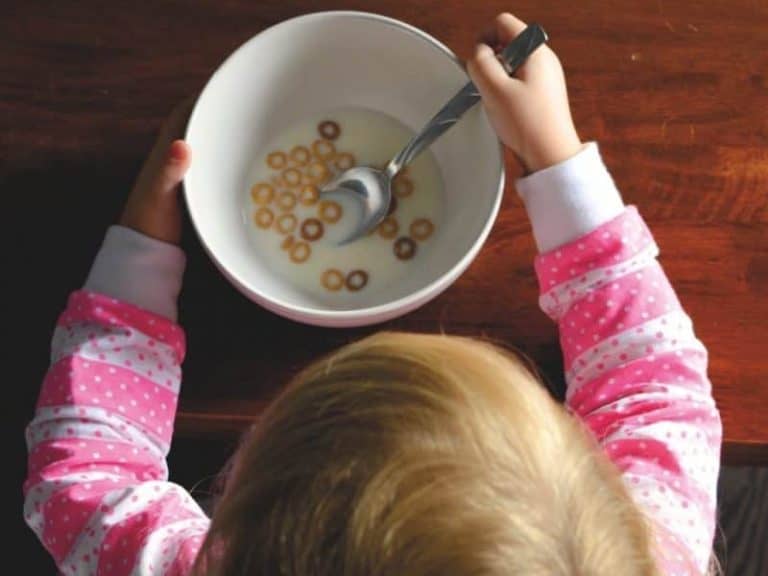 Child eating a bowl of cereal