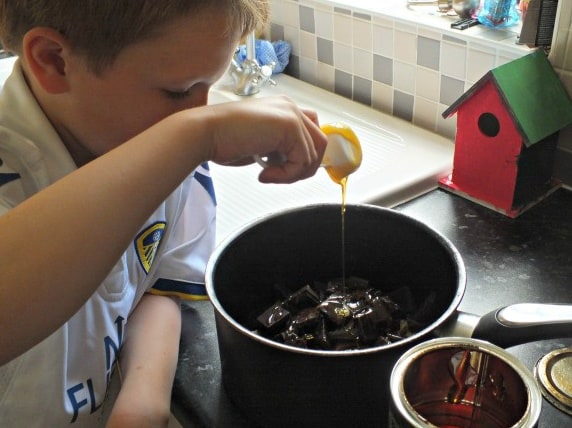 Adding the syrup and butter