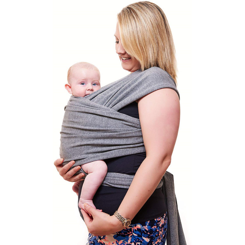 Grey stretchy fabric baby wrap