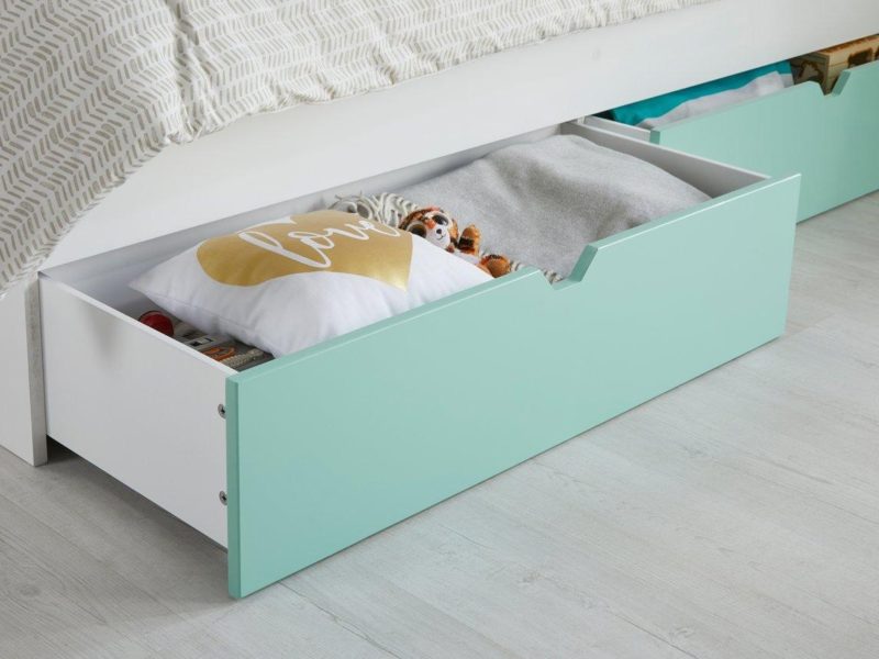 Green storage drawers