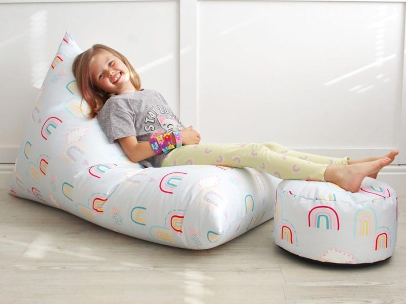 Rainbow theme beanbag and footstool