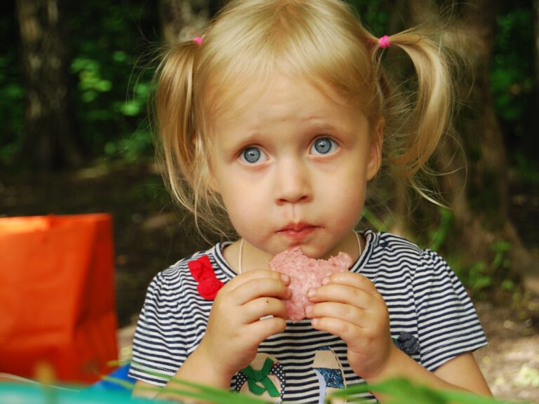 Child having a quick snack