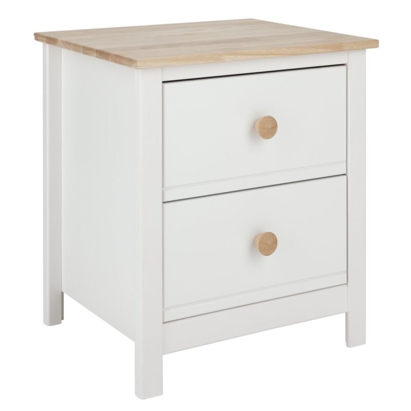 2 drawer bedside unit with oak top