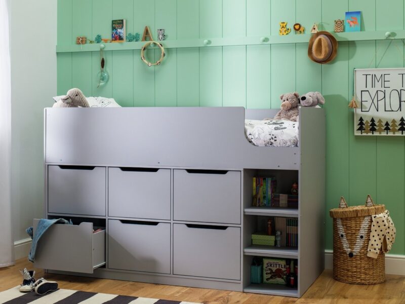 Grey midsleeper with drawers