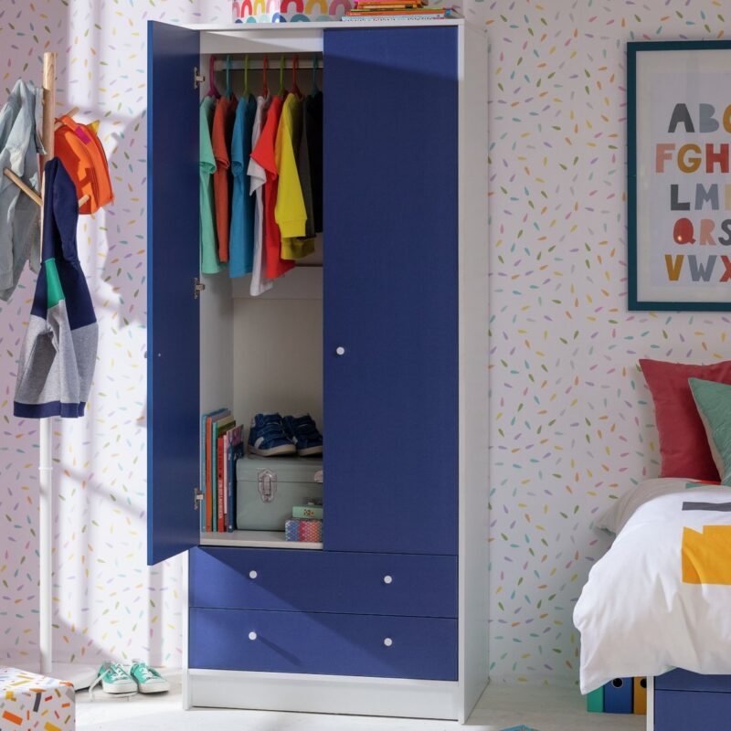 Blue and white children's wardrobe