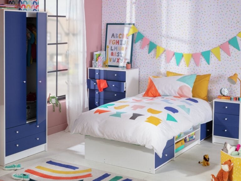 Blue and white children's bedroom furniture