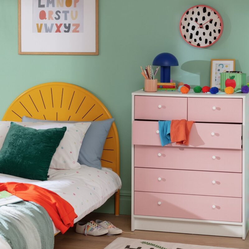 Pink and white drawer chest