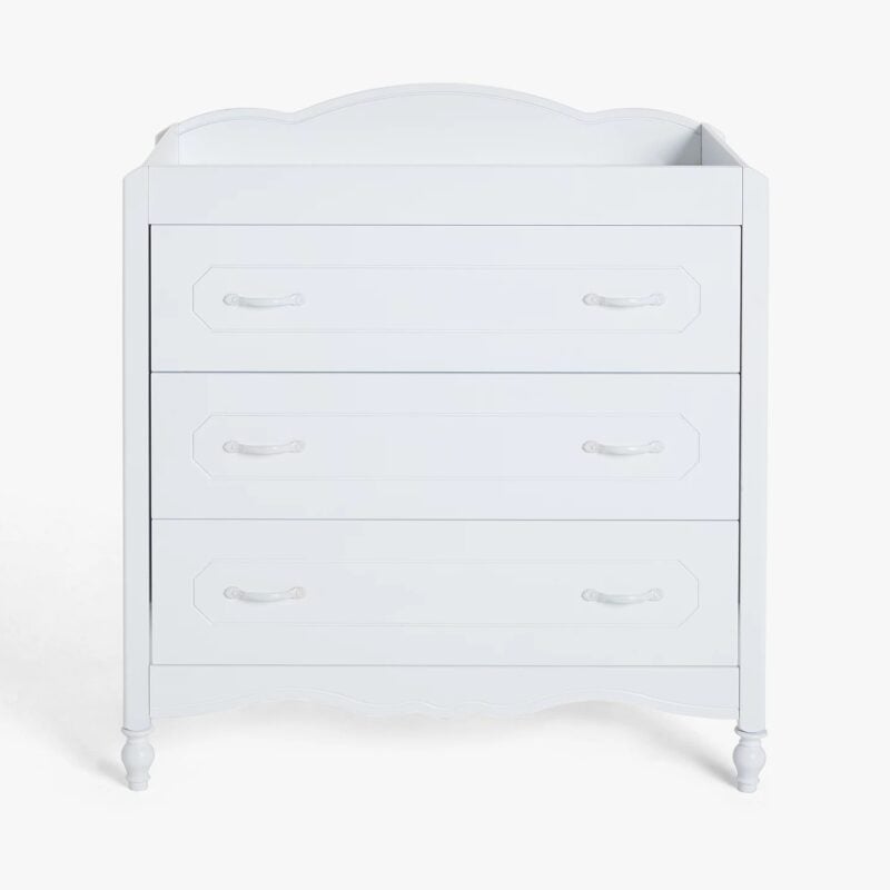 White painted 3-drawer nursery dresser
