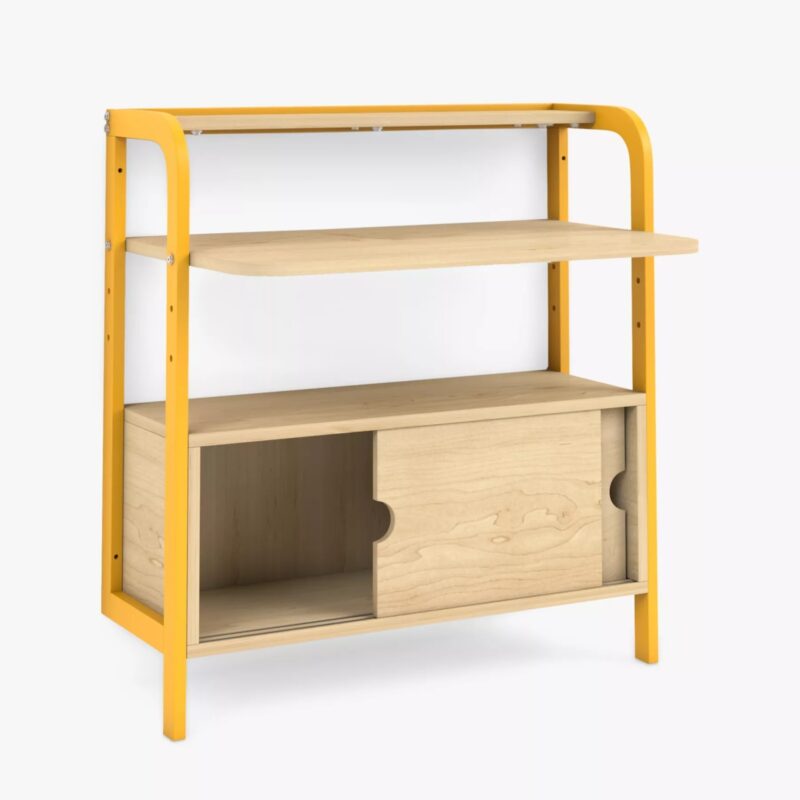 Wall-mounted desk with yellow frame