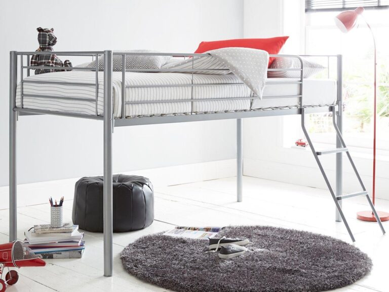 Silver-coloured mid sleeper bed frame