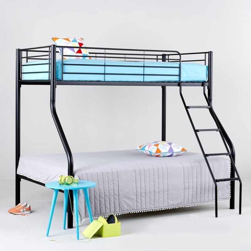 Black metal triple bunk bed