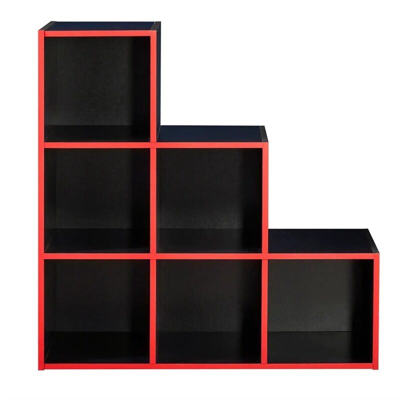 Stepped 6 cube unit with black and red finish