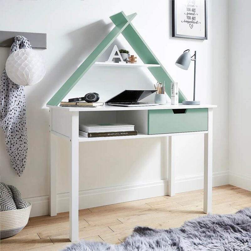 Kids mint green and white desk