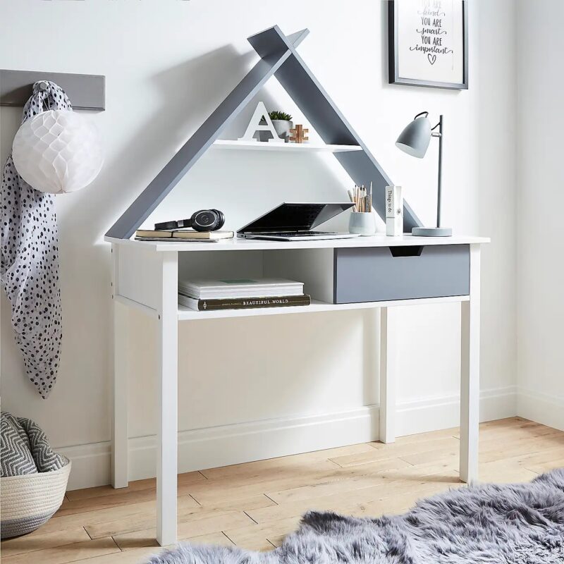 Grey and white kids desk