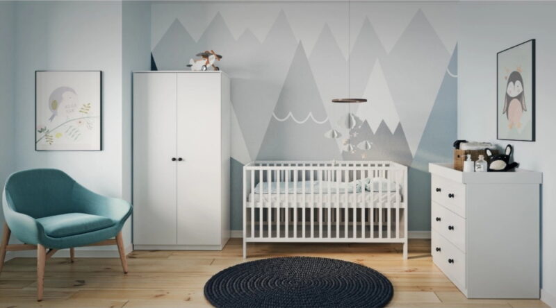 White-painted nursery furniture