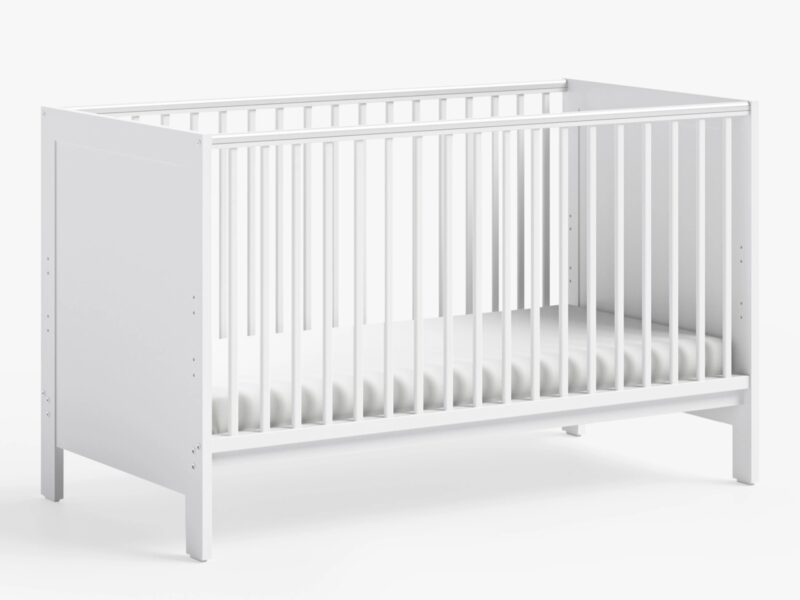 White-painted height-adjustable cot bed