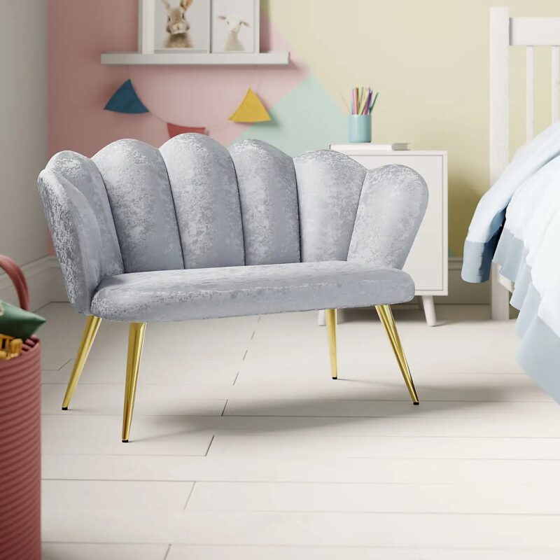 Silver velvet kid's sofa