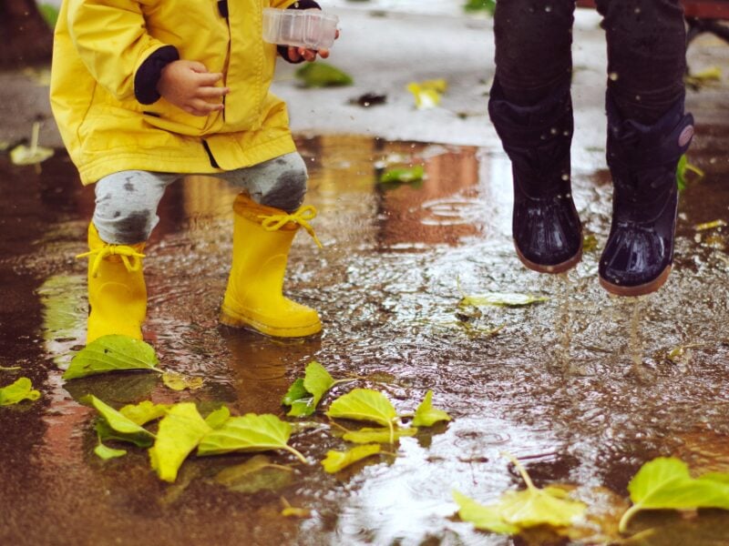 Kid's playing in the rain