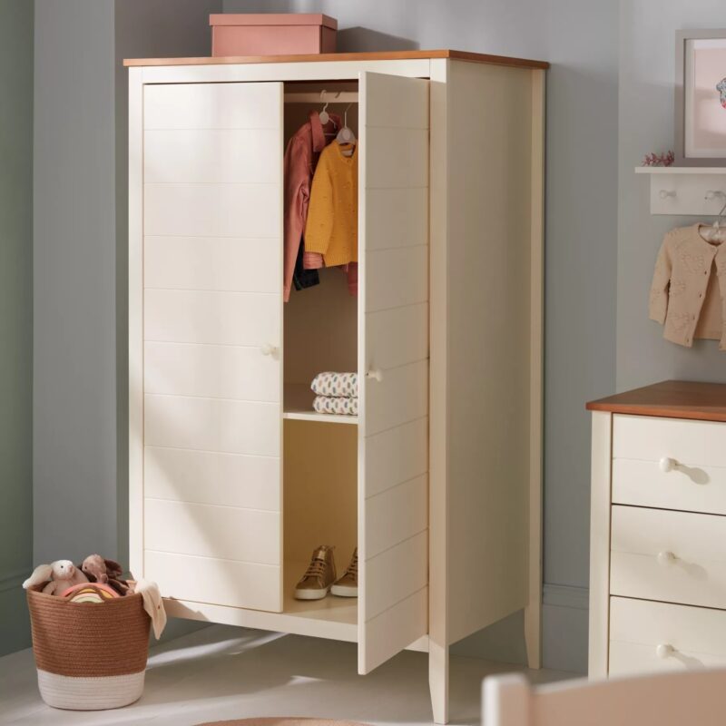 Cream-painted nursery wardrobe